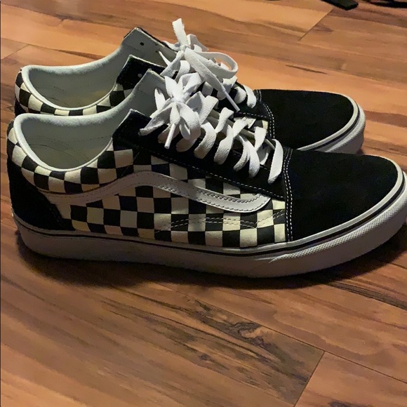 white checkerboard vans old skool